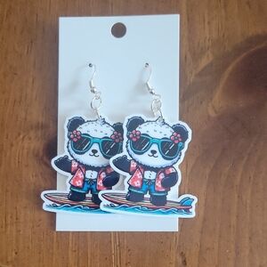 Cute Panda Surfboard Earrings